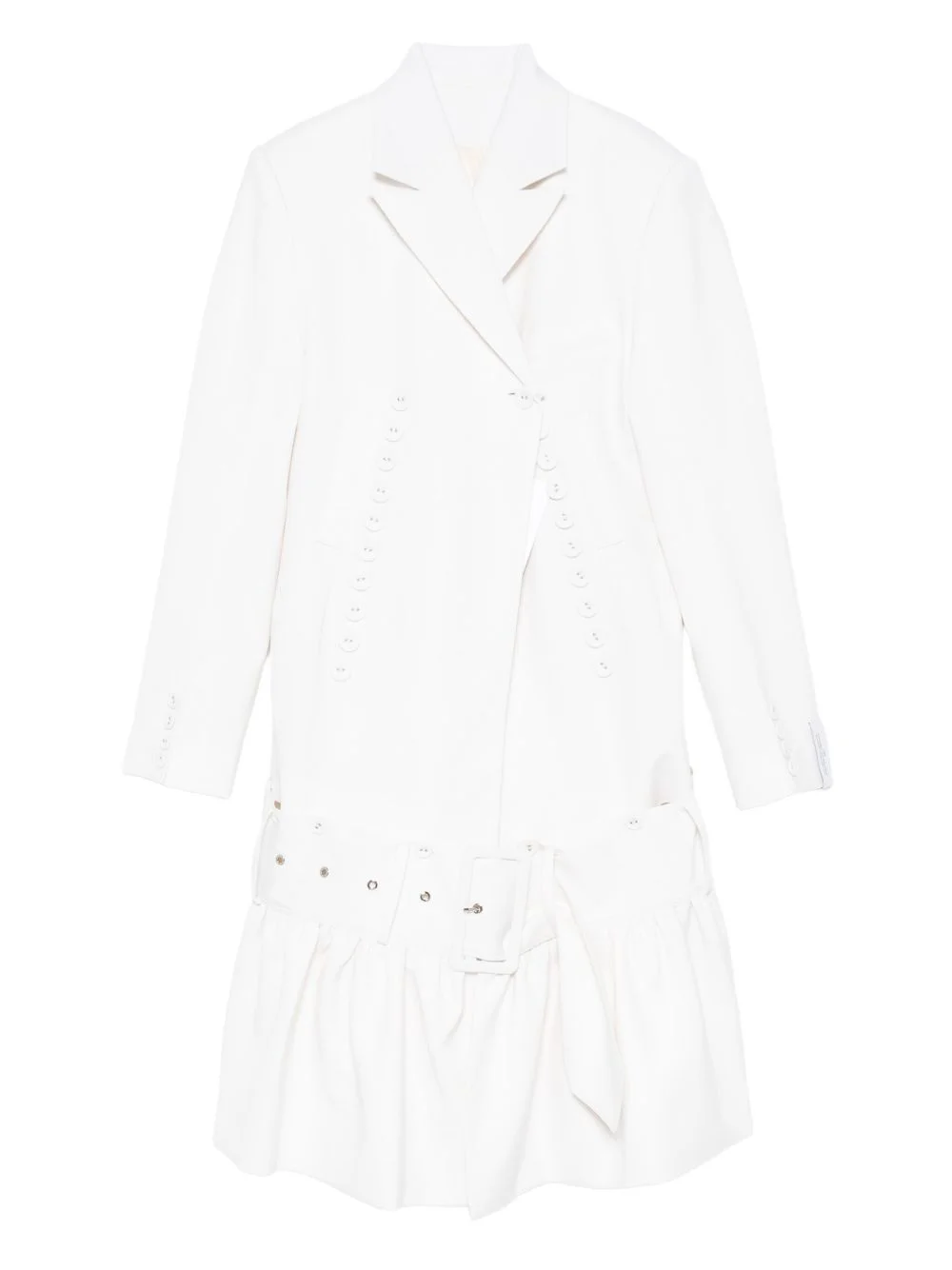 button-detailing ruffled double-breasted coat - 1