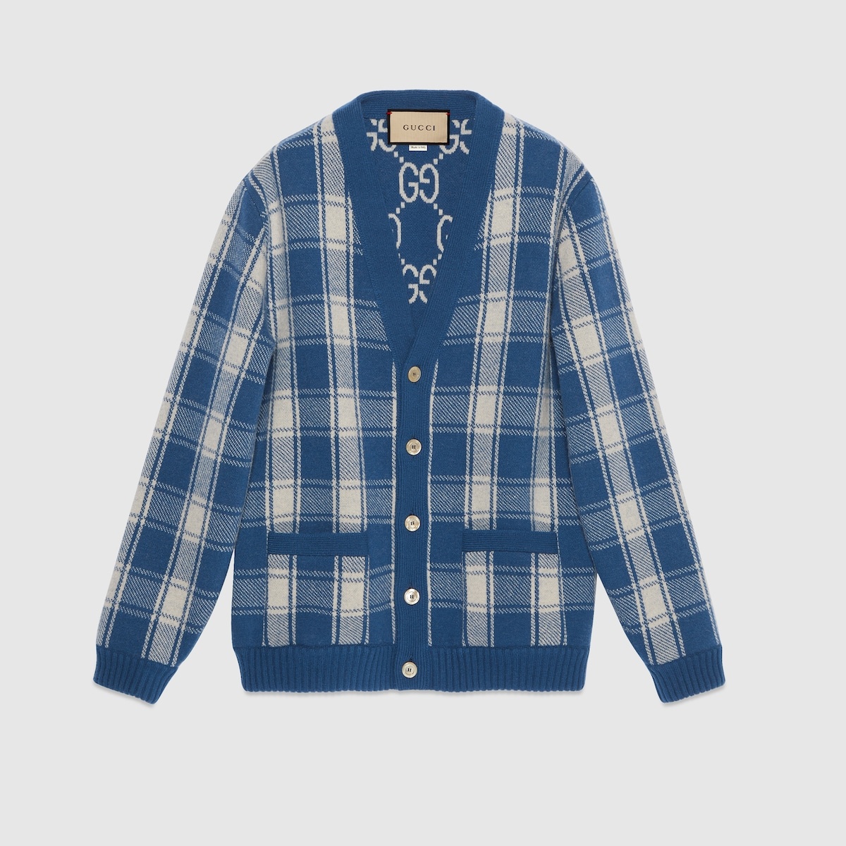 Reversible checked wool cardigan - 1