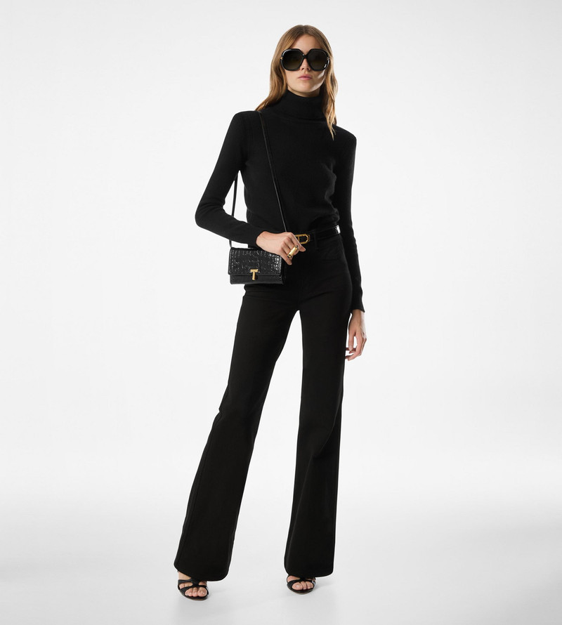 SHINY STAMPED CROCODILE LEATHER WALLIS WALLET ON STRAP 5