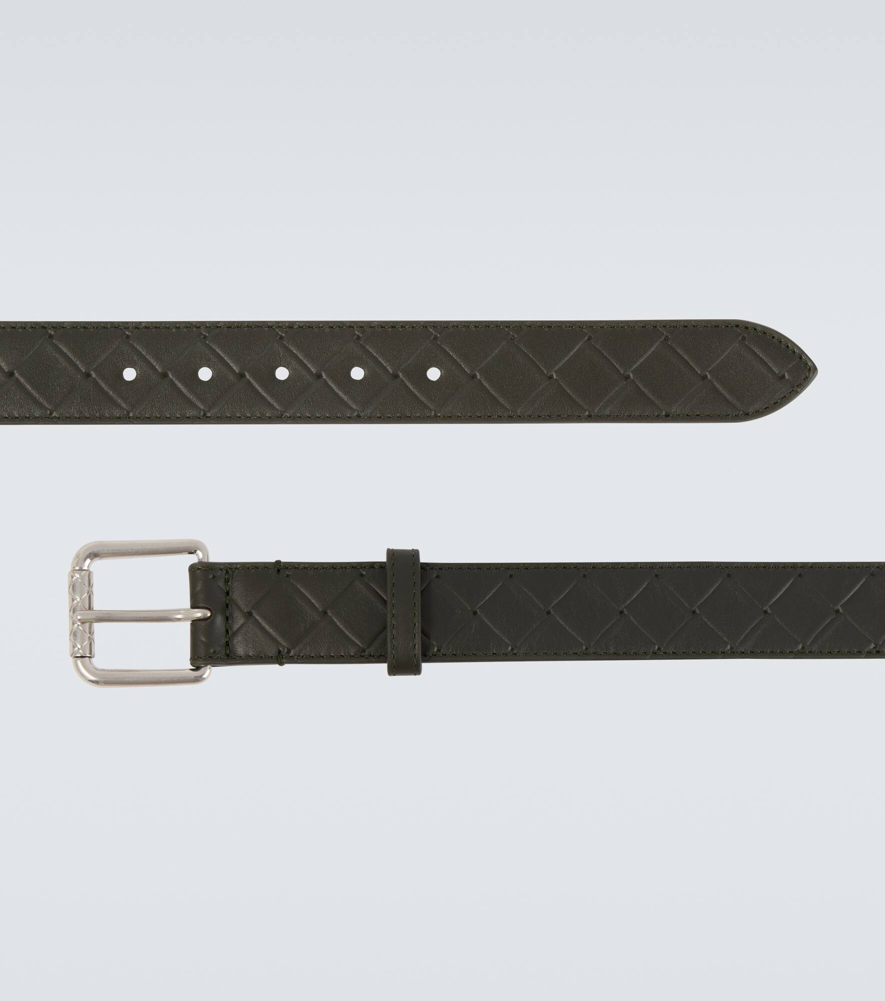 Intrecciato embossed leather belt - 4