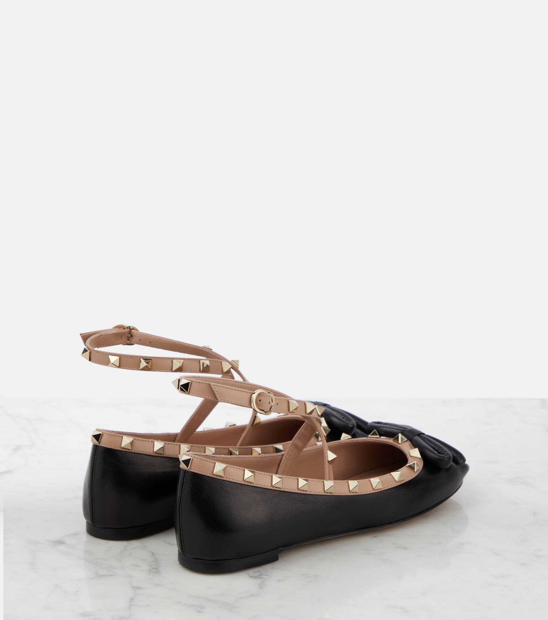 Rockstud leather ballet flats - 3