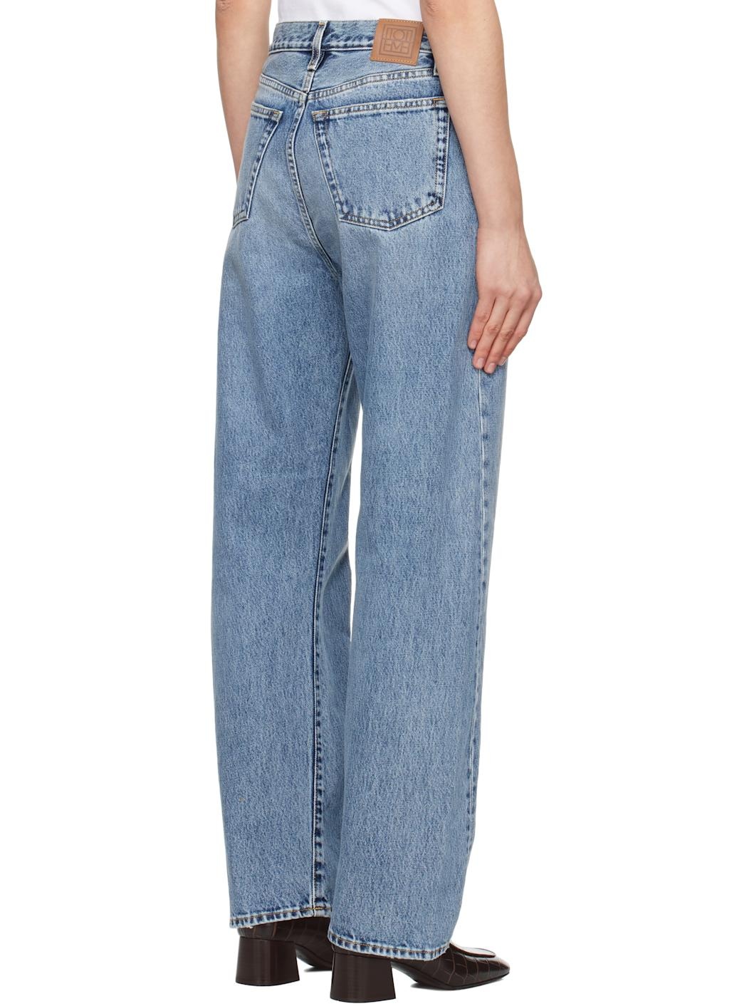 Blue Twisted Seam Full-Length Jeans - 3