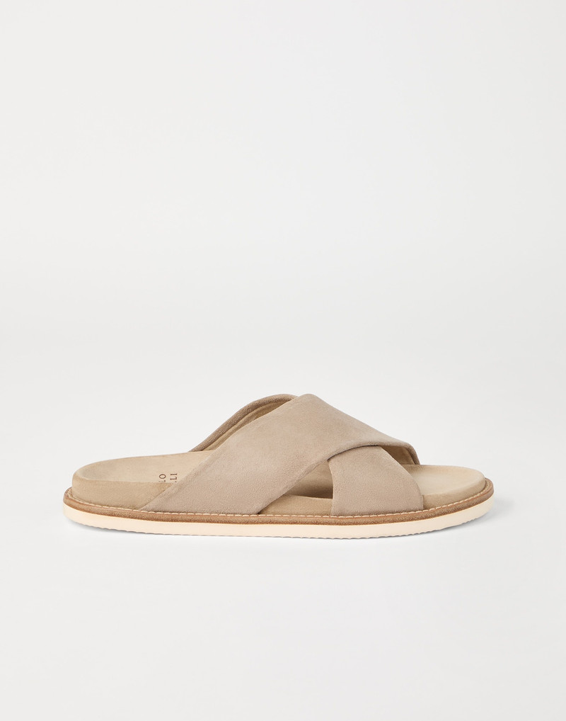 Washed suede cross-over slides 5