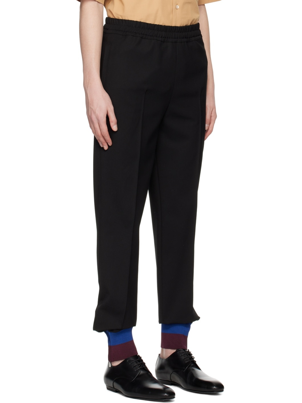 Black Striped Cuff Trousers - 2