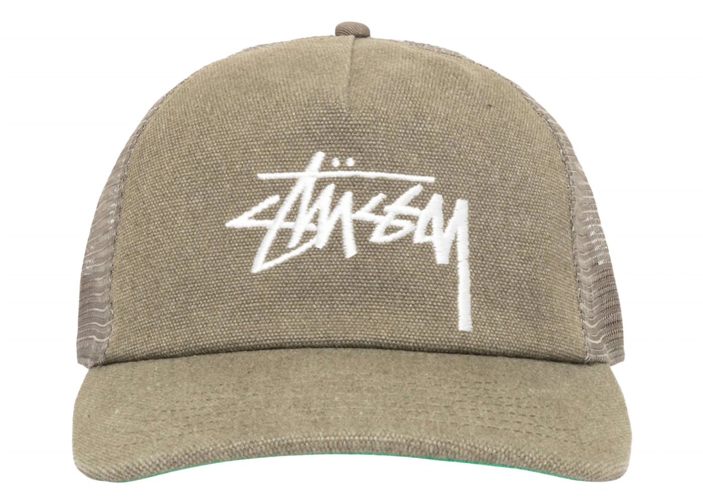 Stussy Mid Depth Big Stock Mesh Snapback Army Green - 2