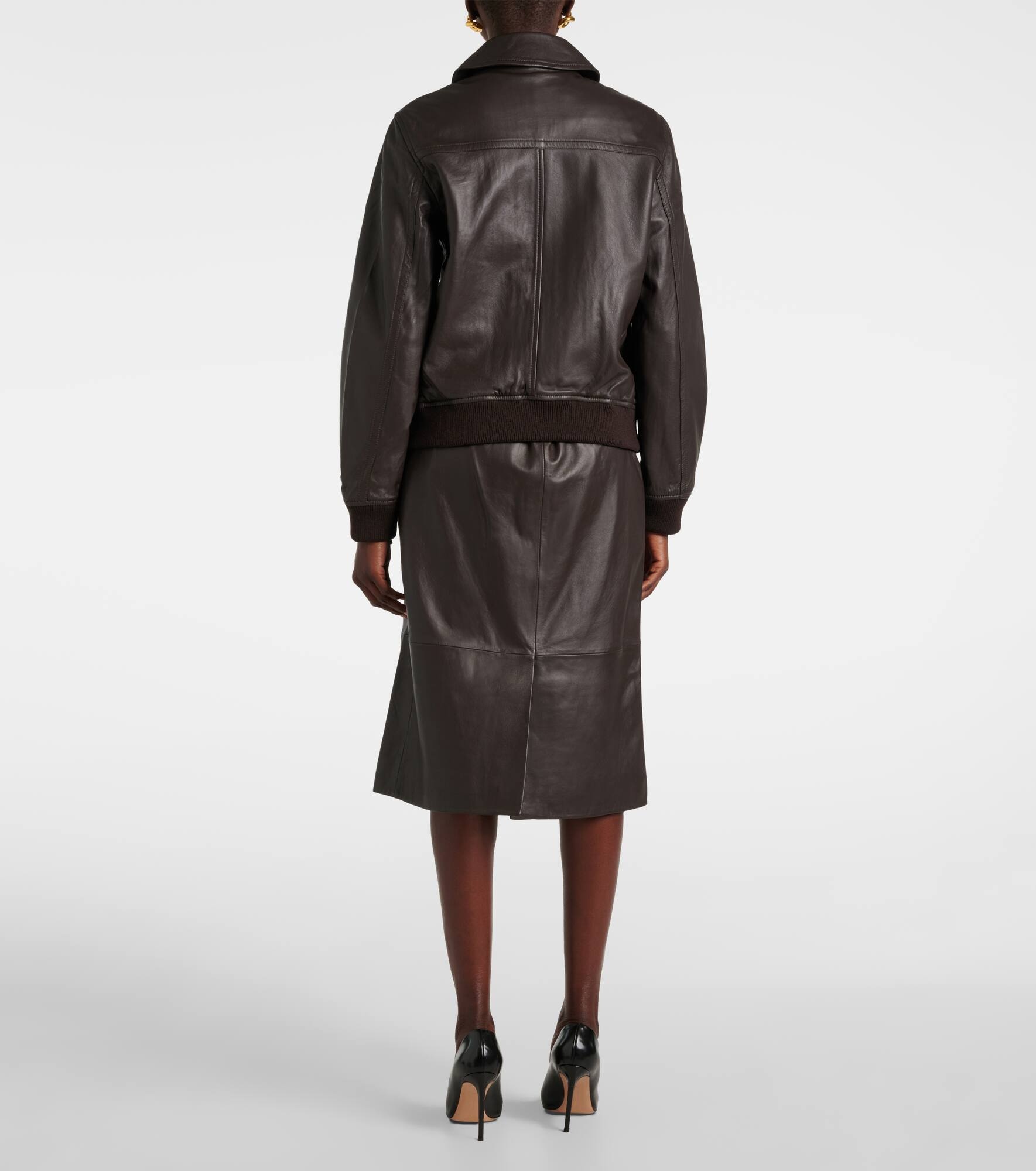 Leather bomber jacket - 3