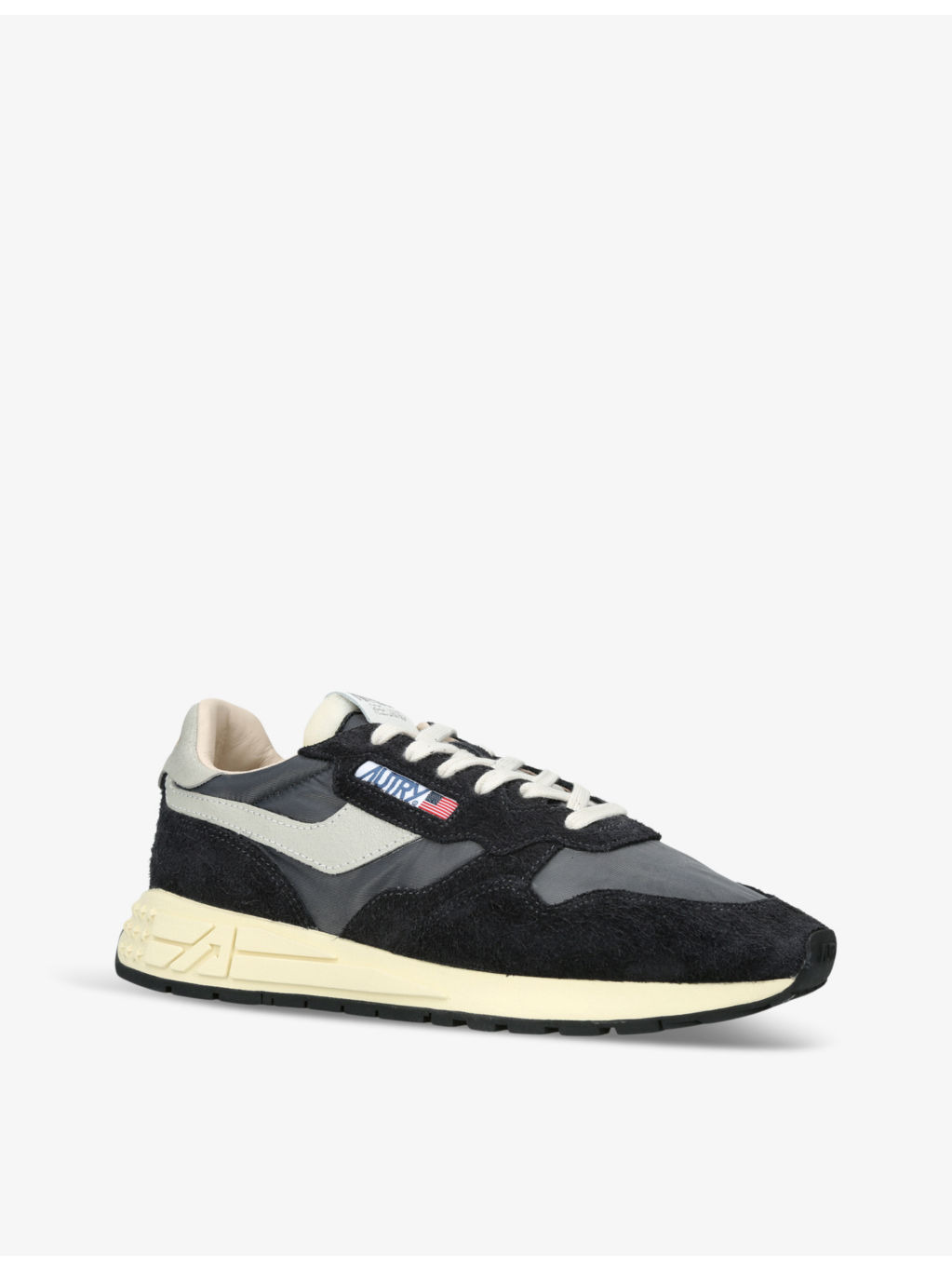 Reelwind brand-embroidered leather and nylon low-top trainers - 3