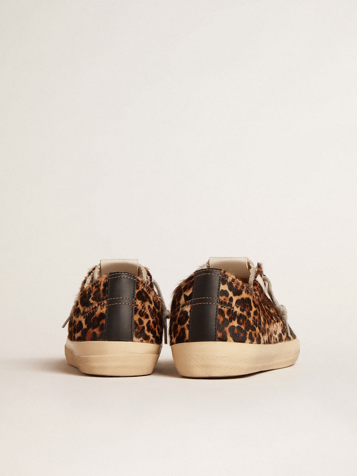 V-Star in leopard pony skin with black leather star and heel tab - 4