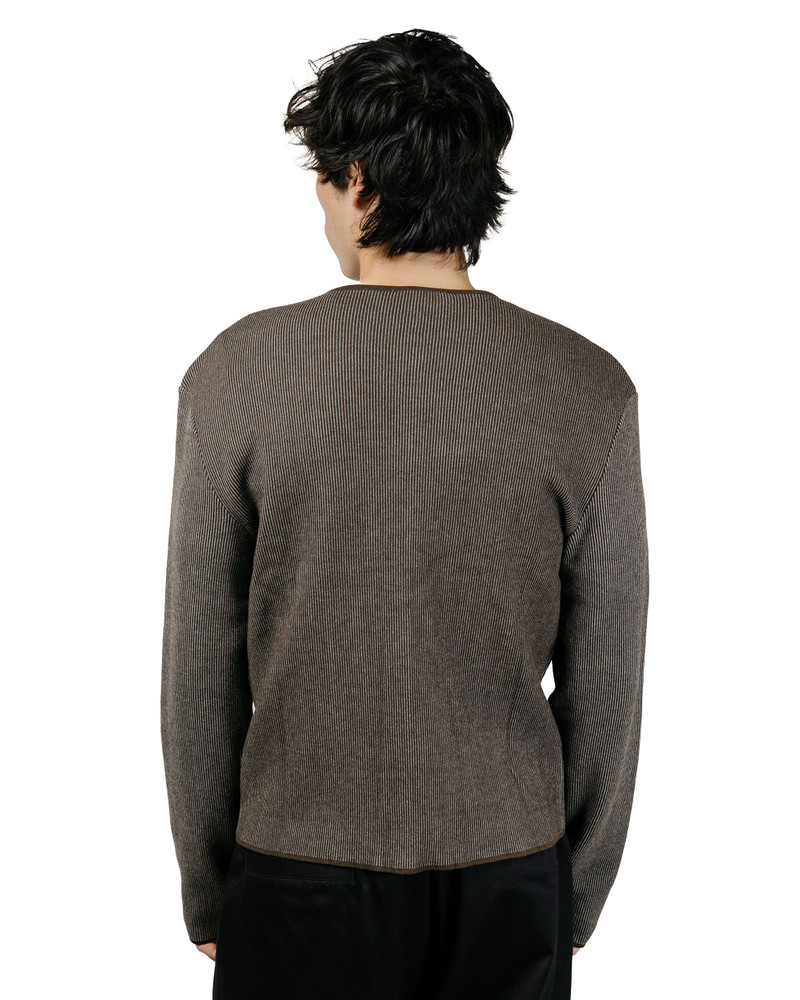 Stripe Button Up Cardigan Brown 4
