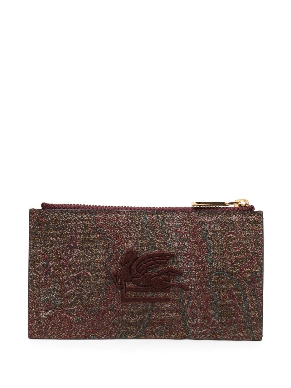 logo-embroidered jacquard leather wallet - 1