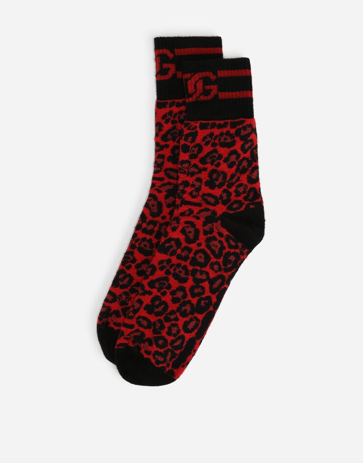 Stretch cotton leopard jacquard socks - 2