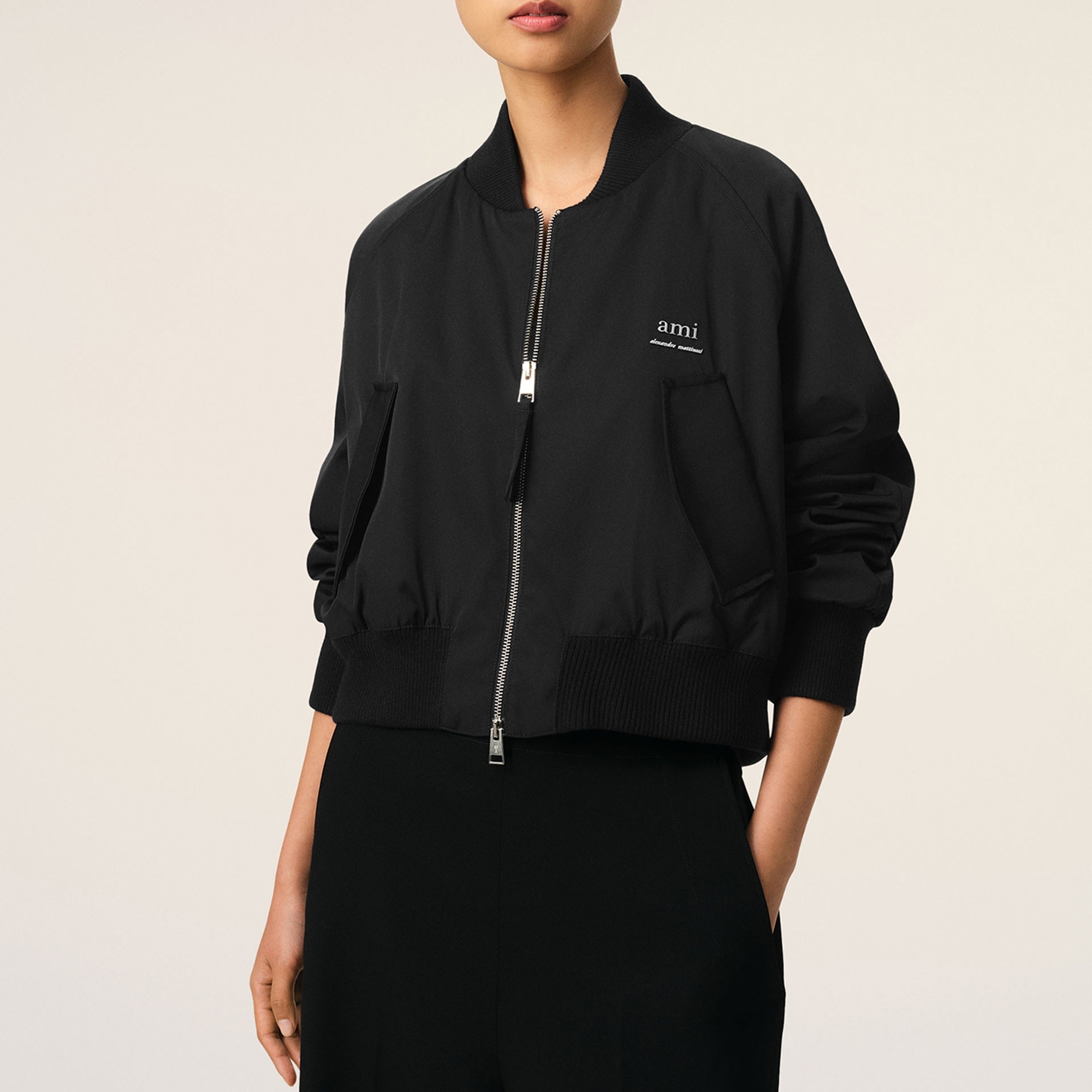 AMI Paris AMI Loose AMI Logo Twill Bomber Jacket coggles