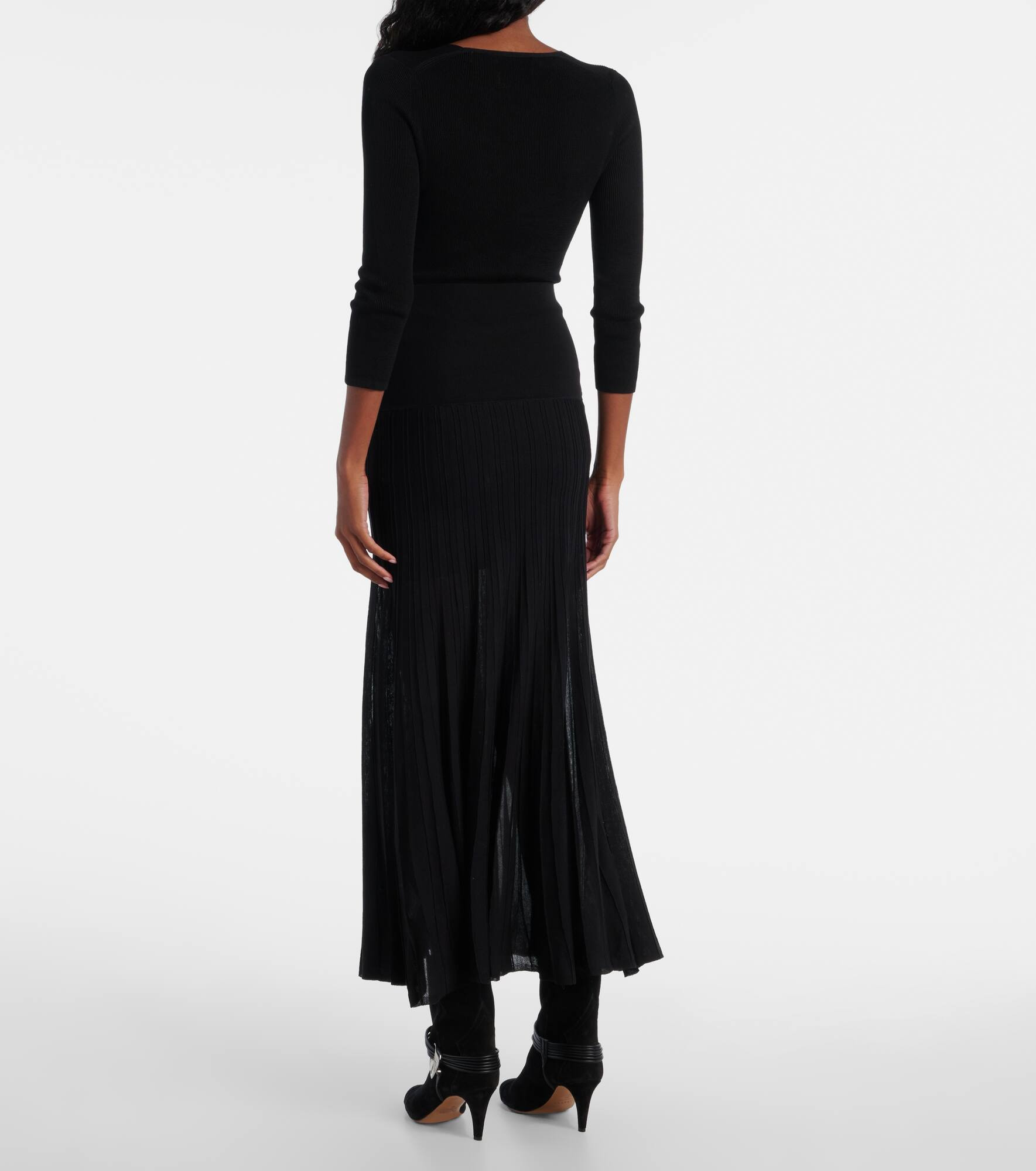 Ezra pleated semi-sheer crêpe skirt - 3