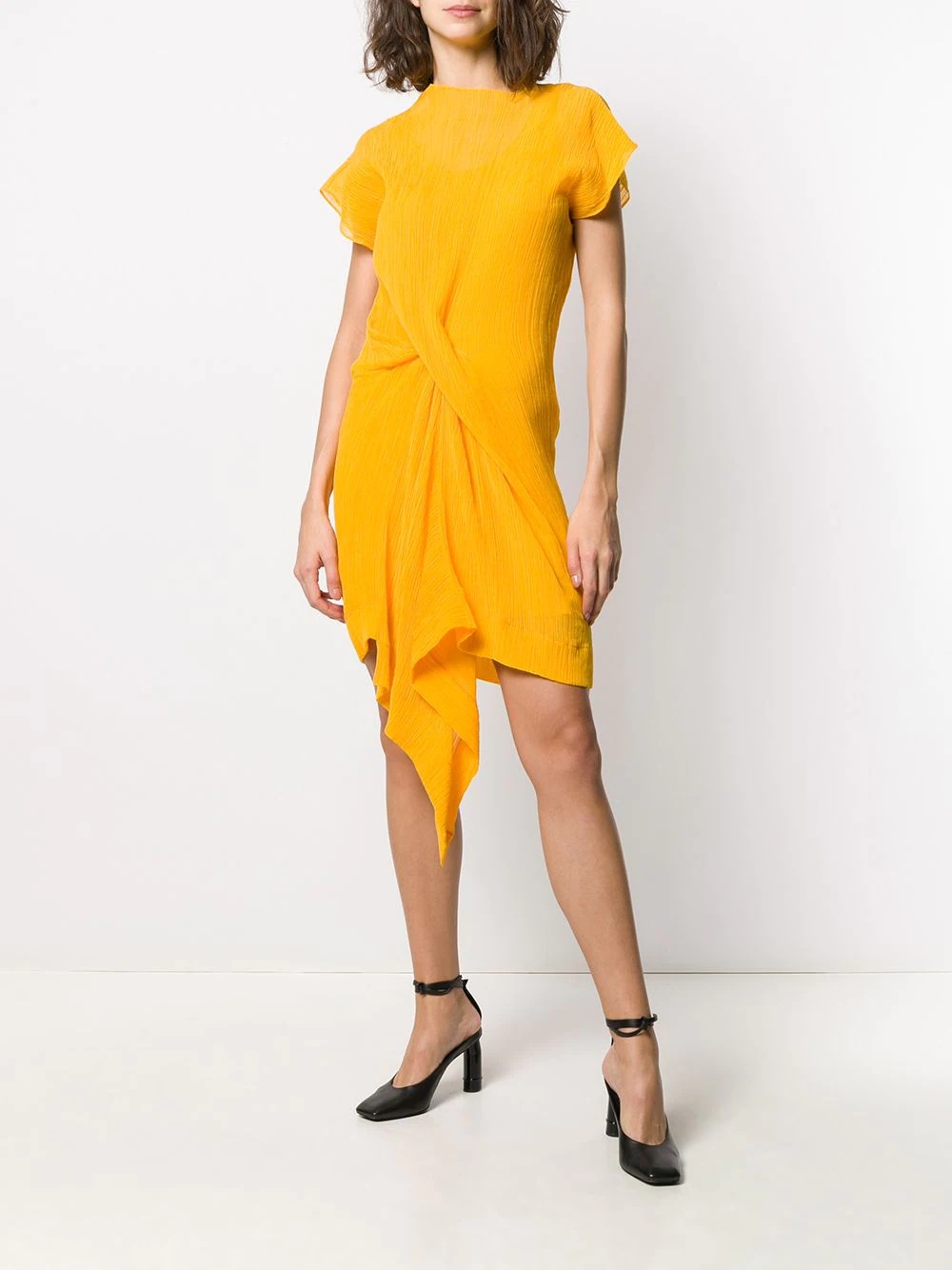 draped front shift dress - 2