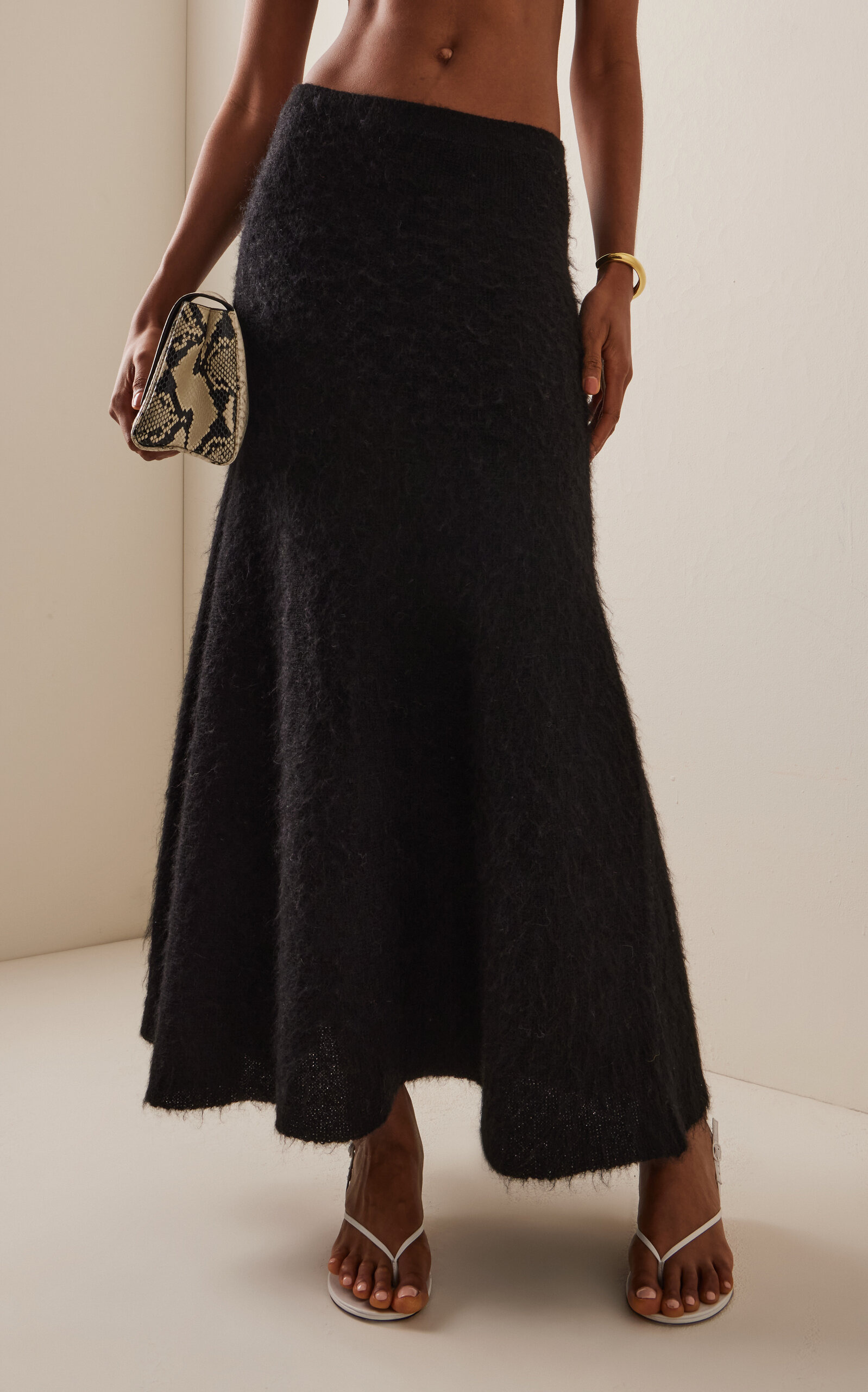 Zander Brushed Mohair-Blend Midi Skirt black - 3