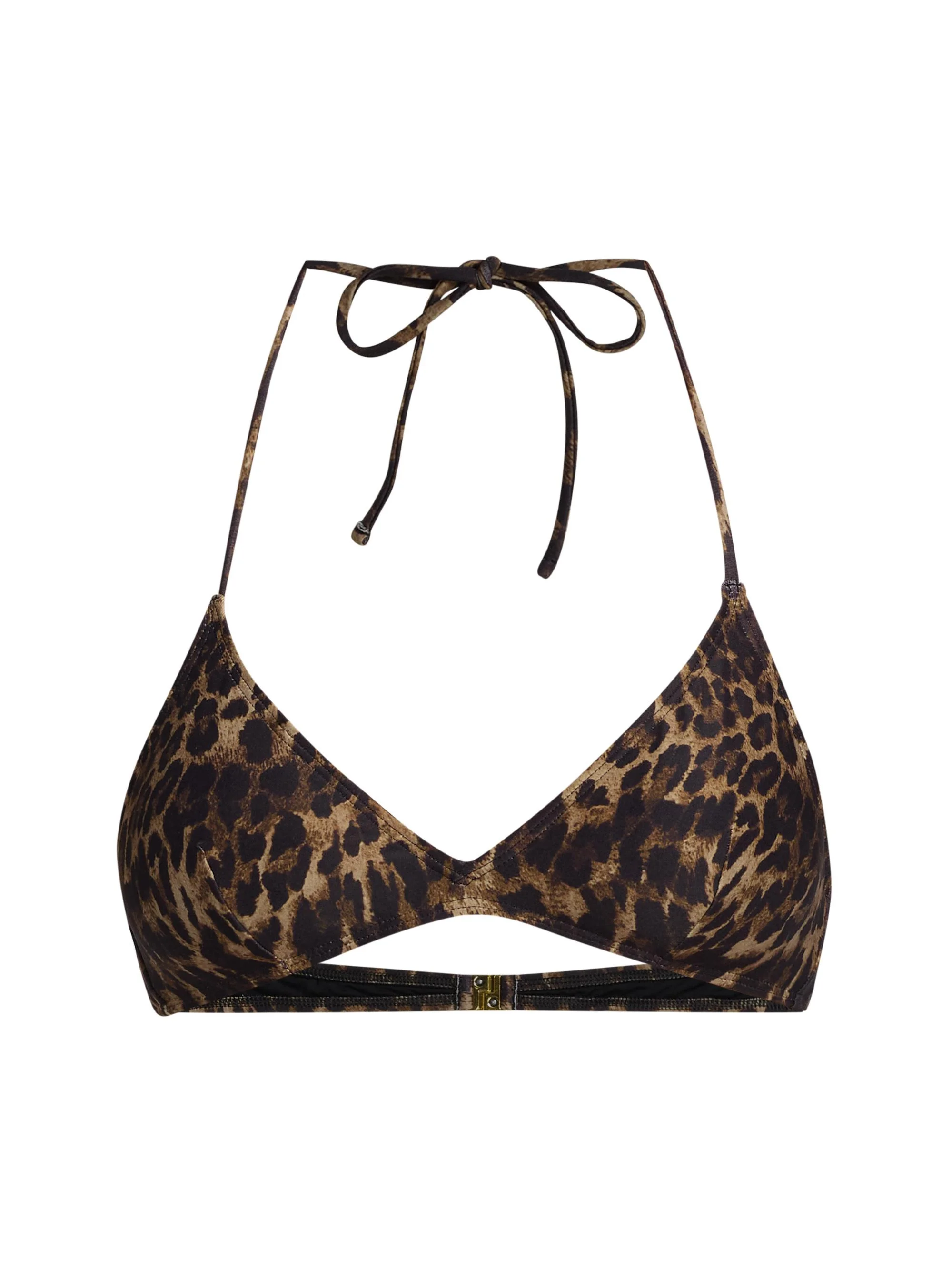 Women's Leopard-Print Triangle Bikini Top - Vintage Leopard Print - 1