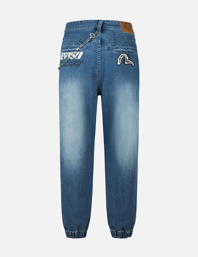EVISU Seagull and Logo Print Loose Fit Denim Joggers outlook