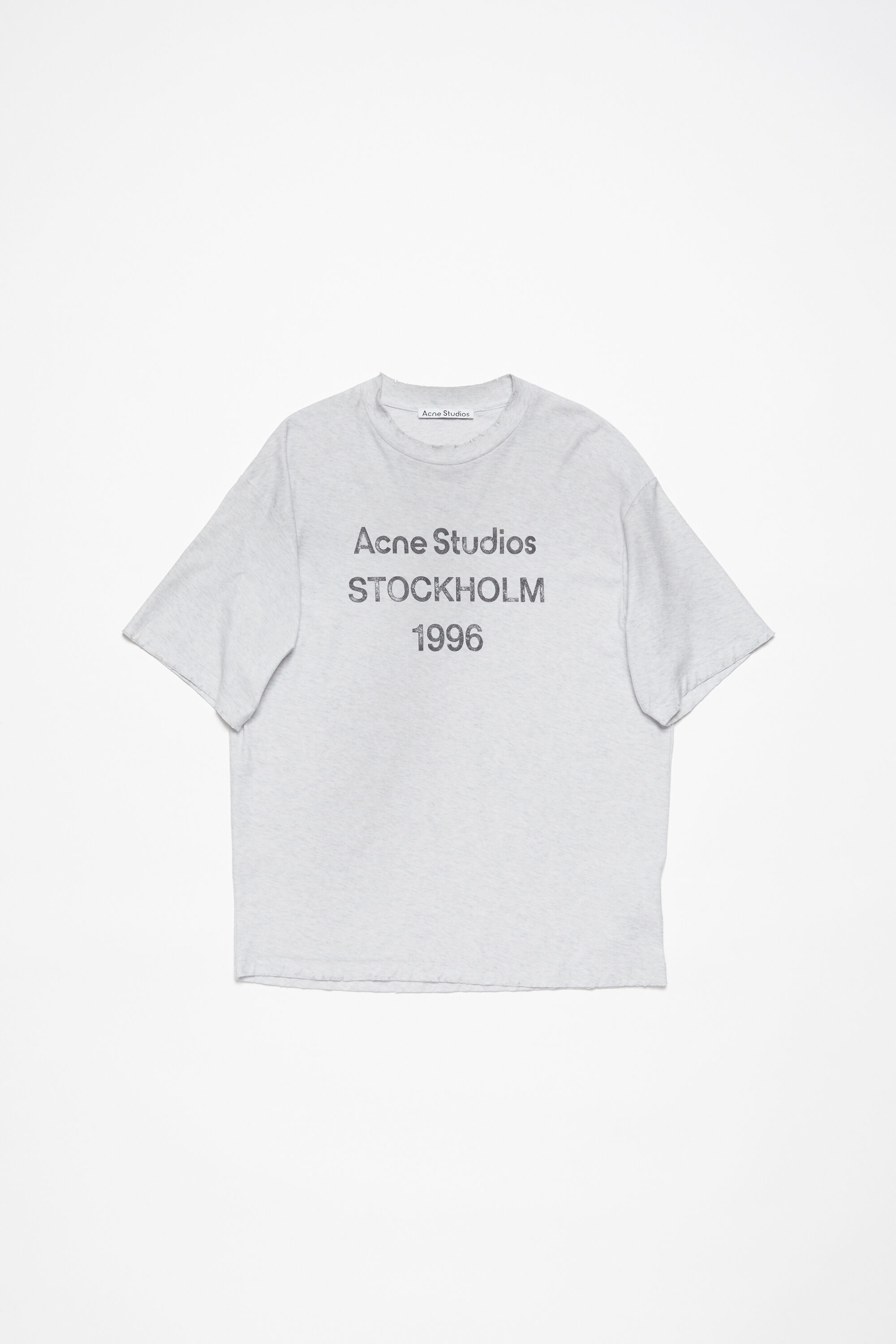 Tシャツ・カットソー Acne Studios Pale Grey Melange Cotton T-Shirt With Logo Acne Studios Logo t-shirt - Relaxed unisex fit - Pale Grey