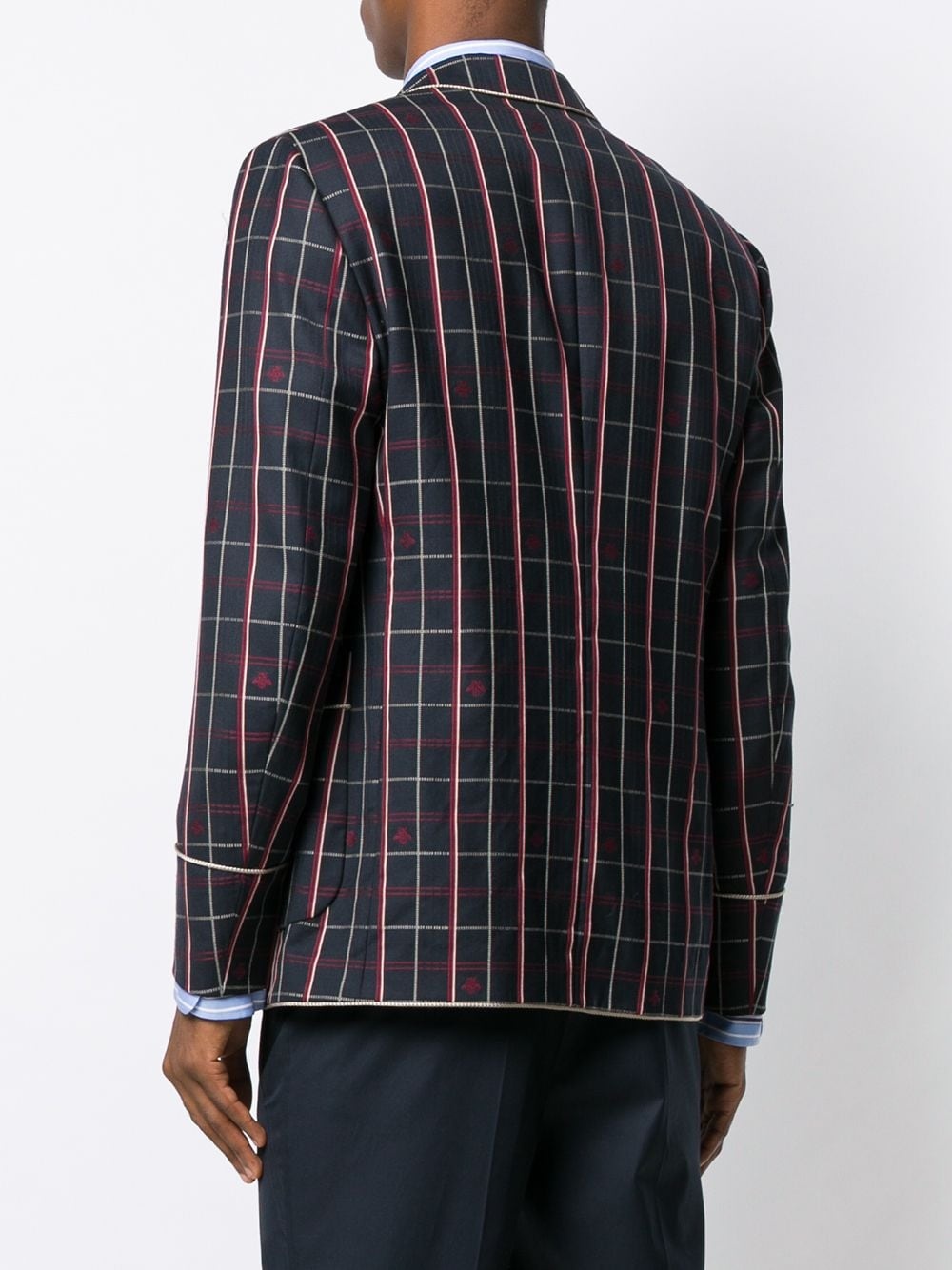 bee embroidered check blazer - 4