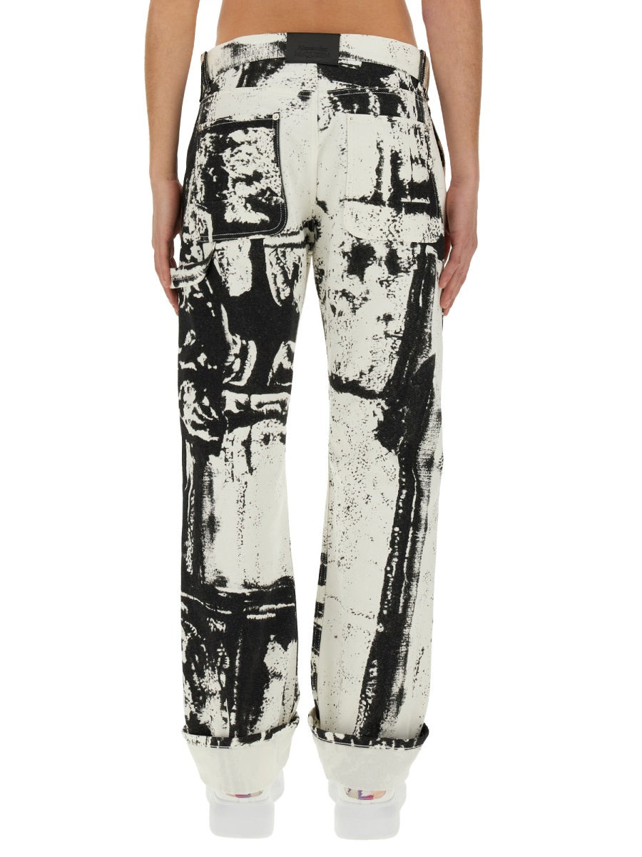 Alexander Mcqueen Men Workwear Jeans With Fold Print - 3