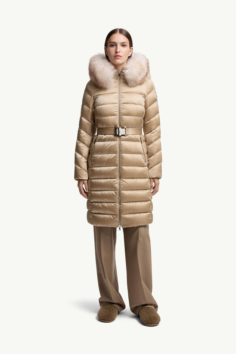 Leersie Hooded Shearling-Trimmed Long Down Jacket 4