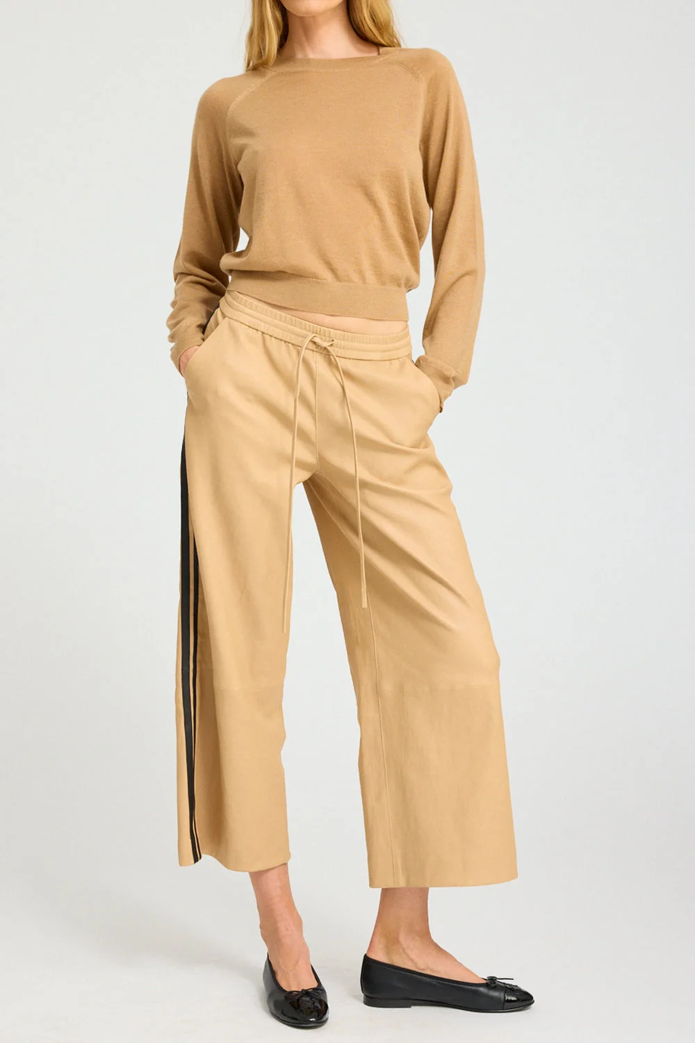 Cropped Leather Athletic Pant - 1