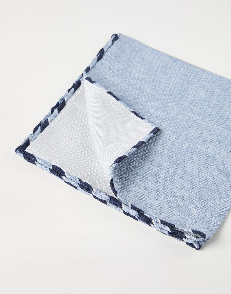 Brunello Cucinelli Silk pocket square with striped border outlook