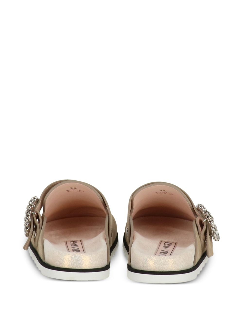 buckle-embellished suede mules - 3