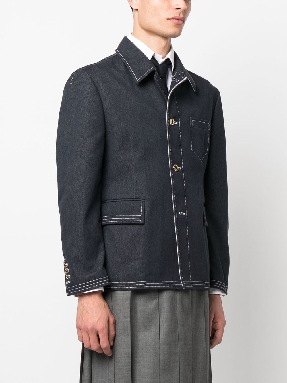 contrast-stitch denim jacket - 3