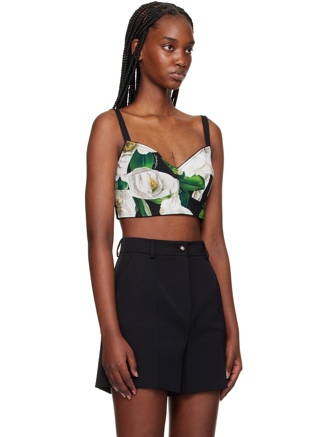 Black Gardenia Print Tank Top - 2