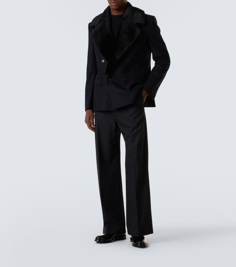 Dolce & Gabbana Shearling-trimmed virgin wool blazer outlook