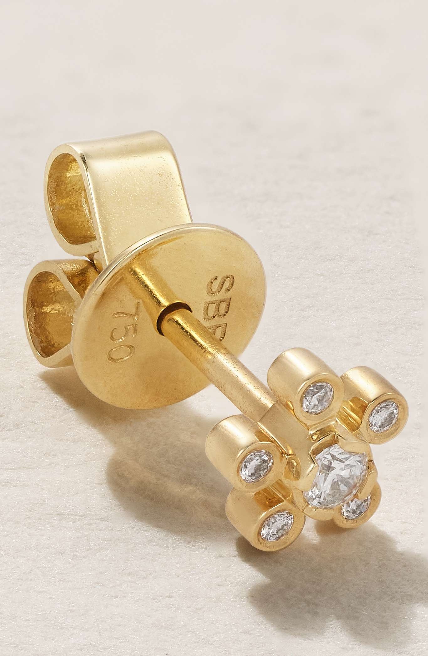 Petit Soleil de Fleur 18-karat recycled gold diamond single earring - 3