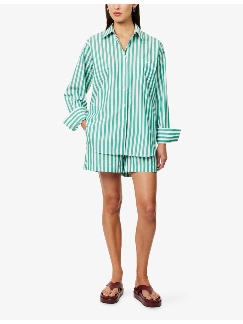 Hunza G Striped Oversized Cotton-Poplin Shirt outlook
