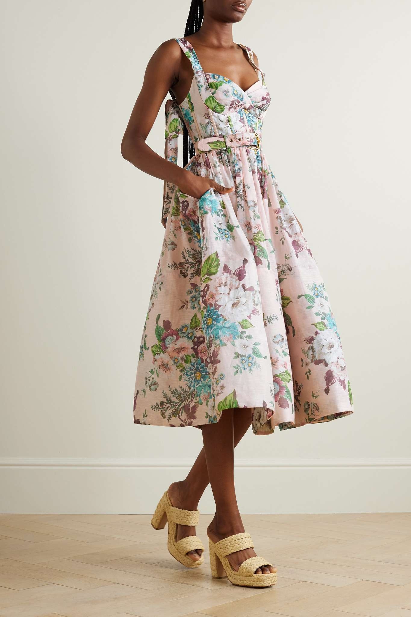 Zimmermann Matchmaker belted floral-print linen and silk