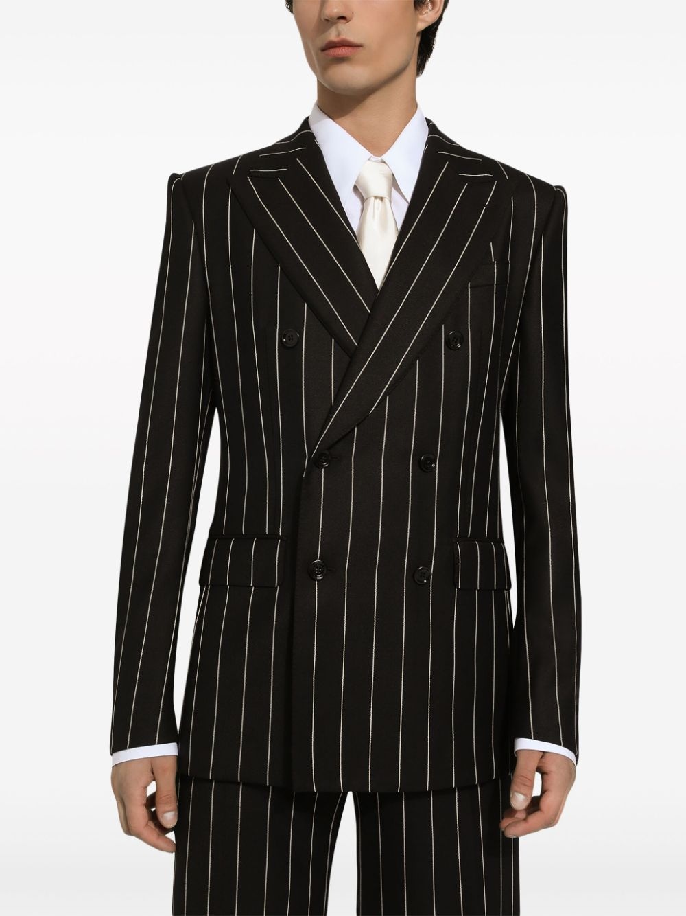 pinstripe-pattern wool blazer - 5