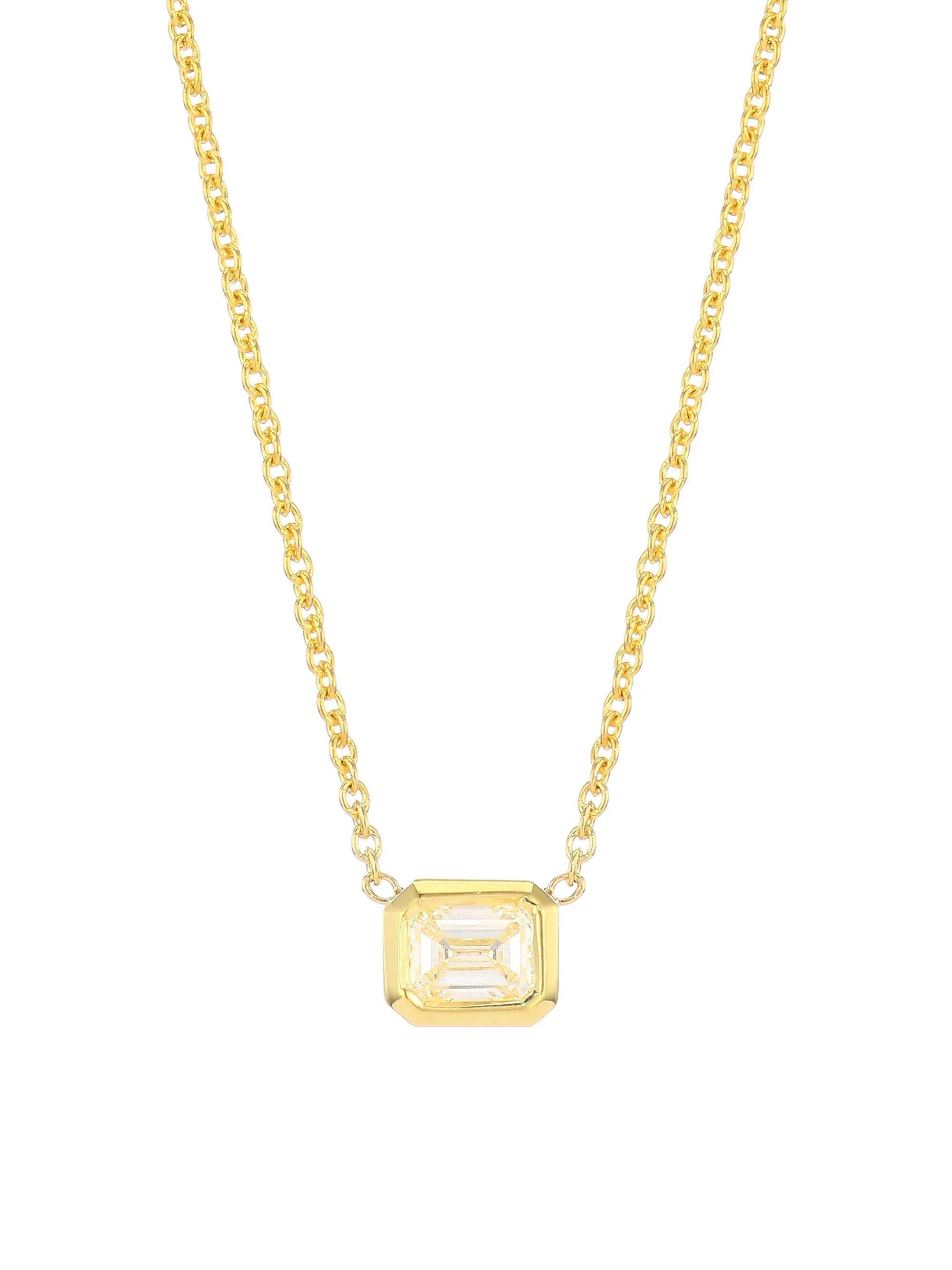 Women's Tiny Treasures 18K Yellow Gold & Emerald-Cut Diamond Pendant Necklace - Gold - 1