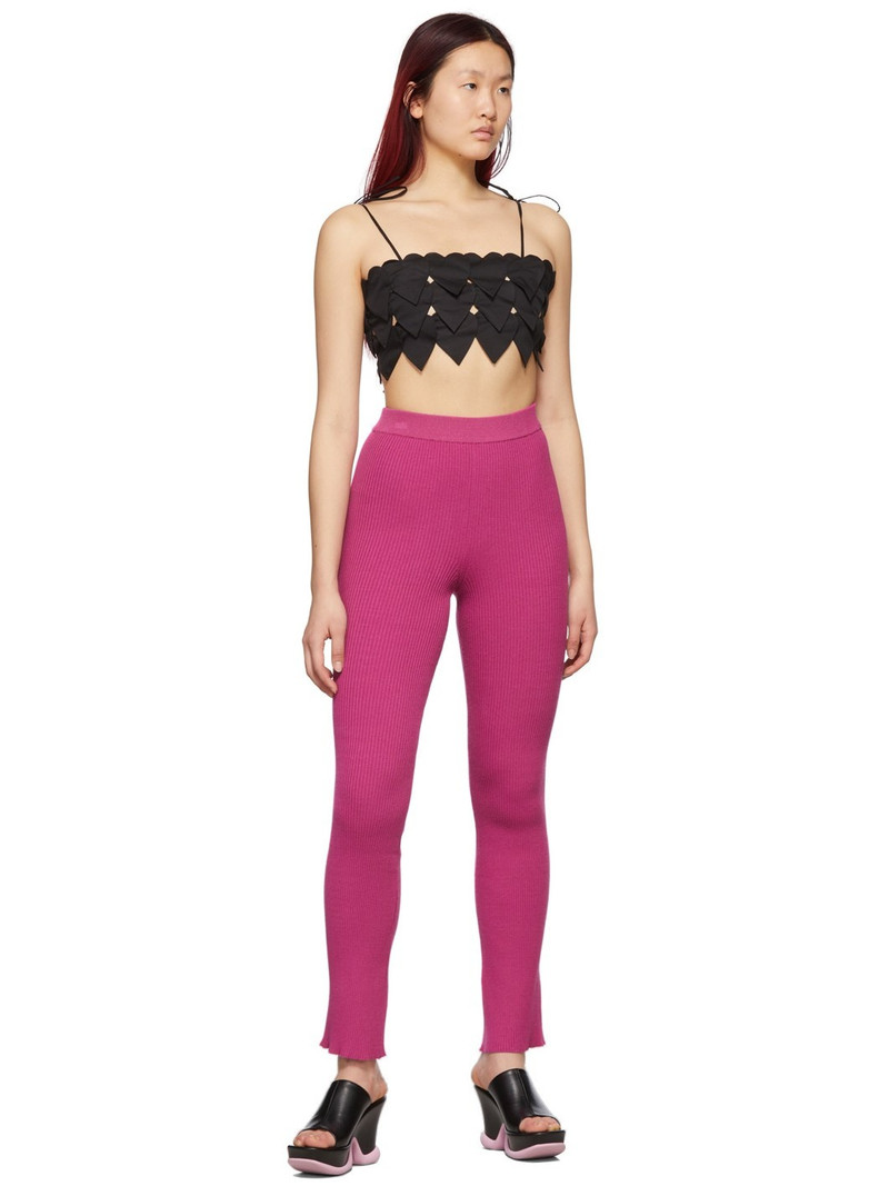 MSGM Pink Ribbed Straight Leg Pants outlook