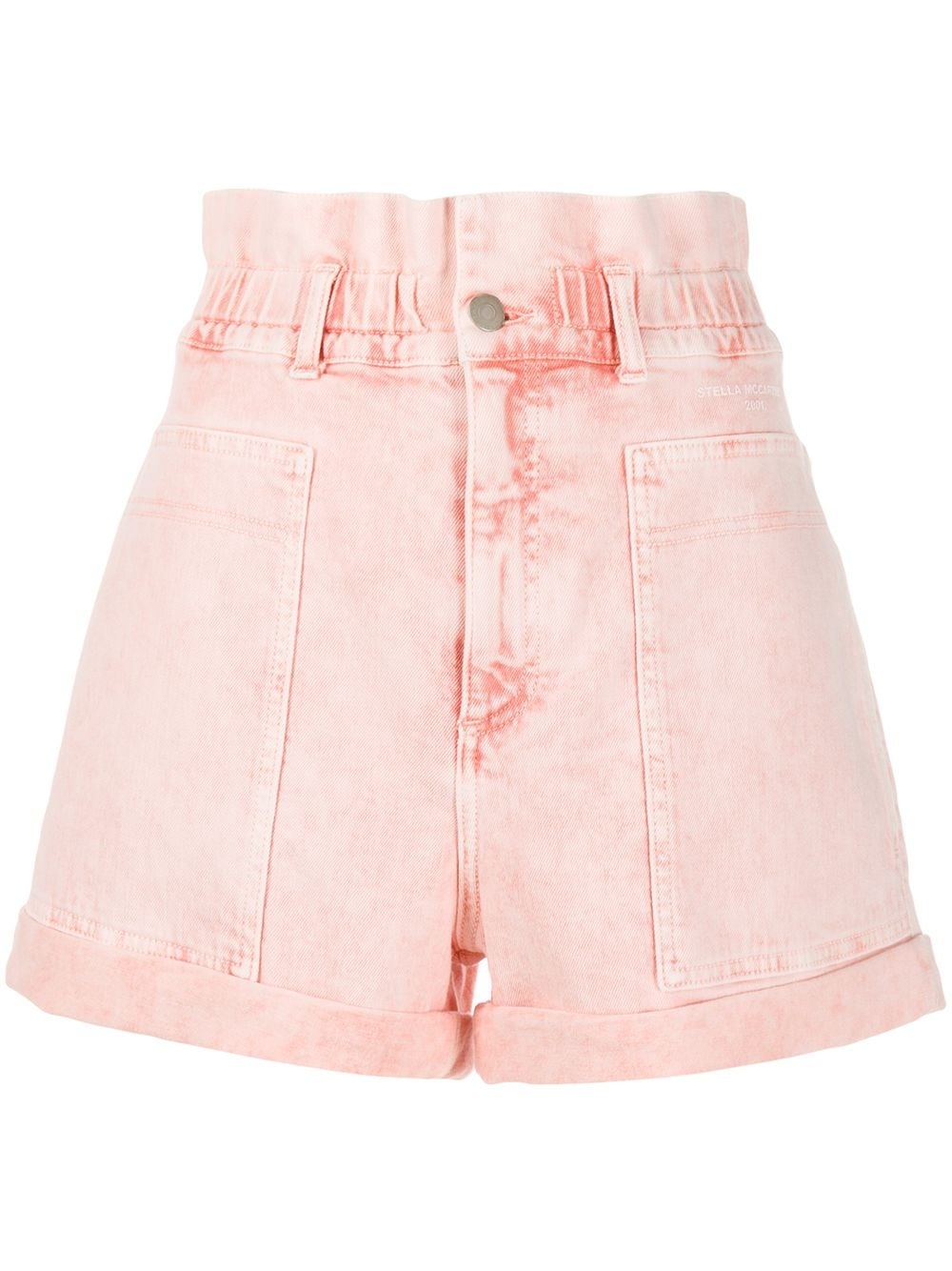 distressed high-rise denim shorts - 1