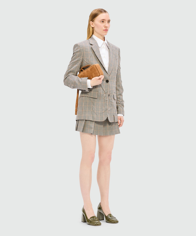 Ivory pleated miniskirt in micro check 4