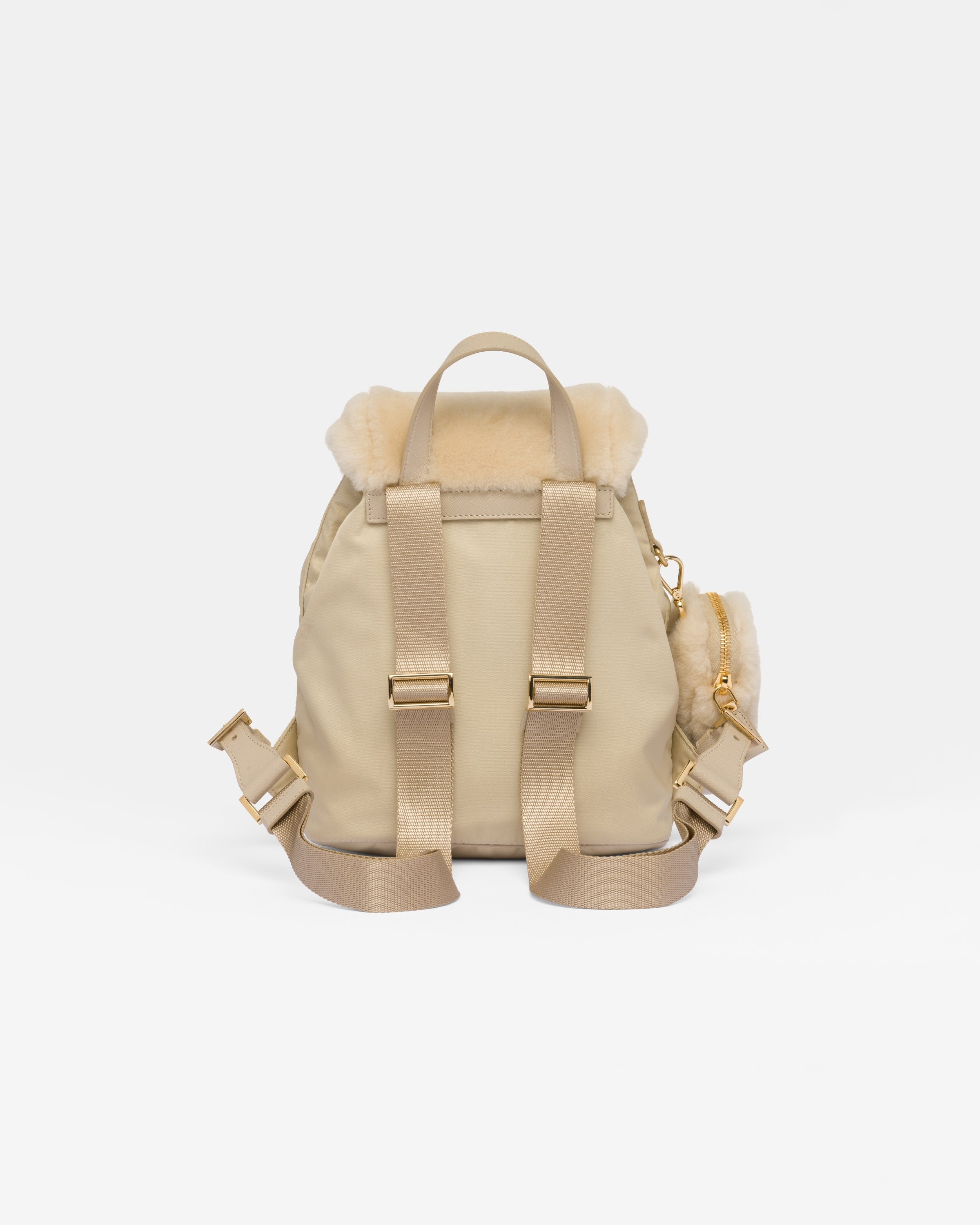 Re-Nylon and shearling backpack - 3