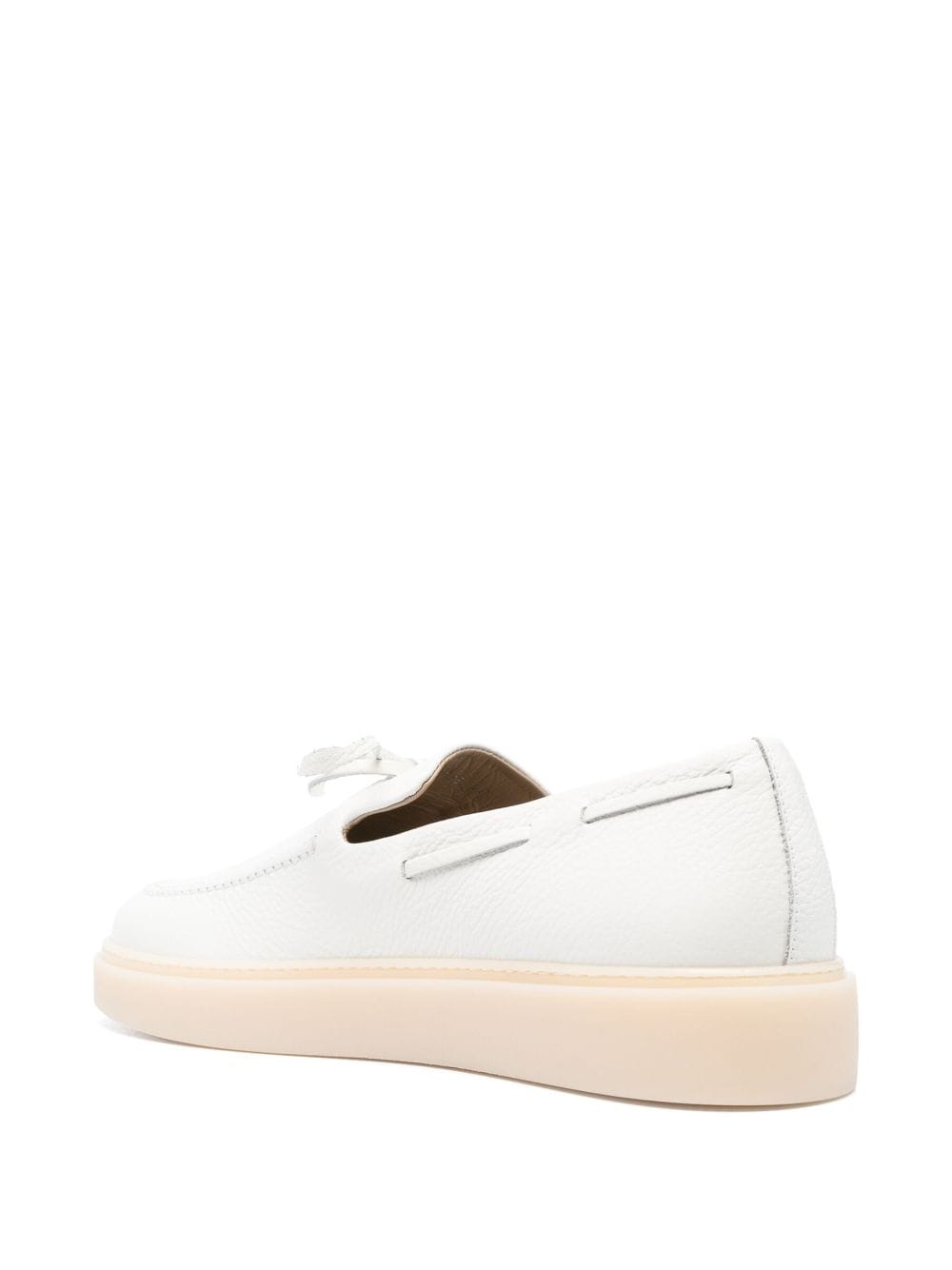 tied leather loafers - 3
