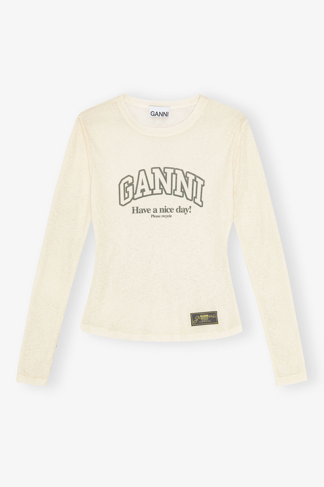 PRINTED MARL MESH LONG SLEEVE TOP - 1