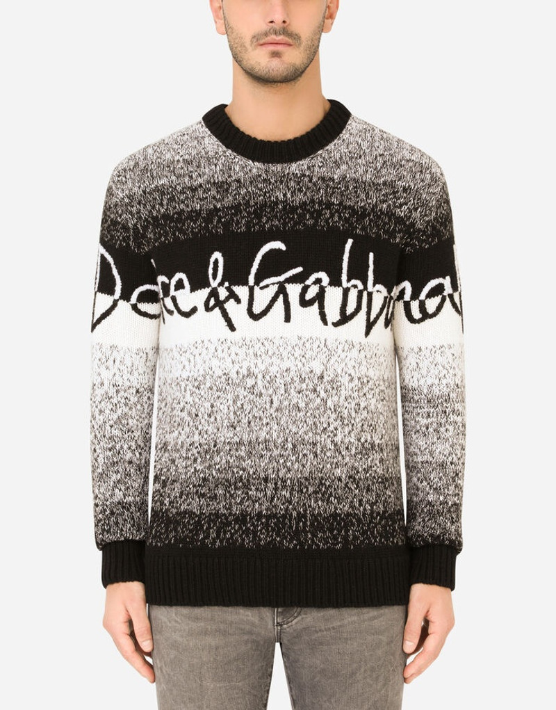 Wool round-neck sweater with Dolce&Gabbana embroidery 2