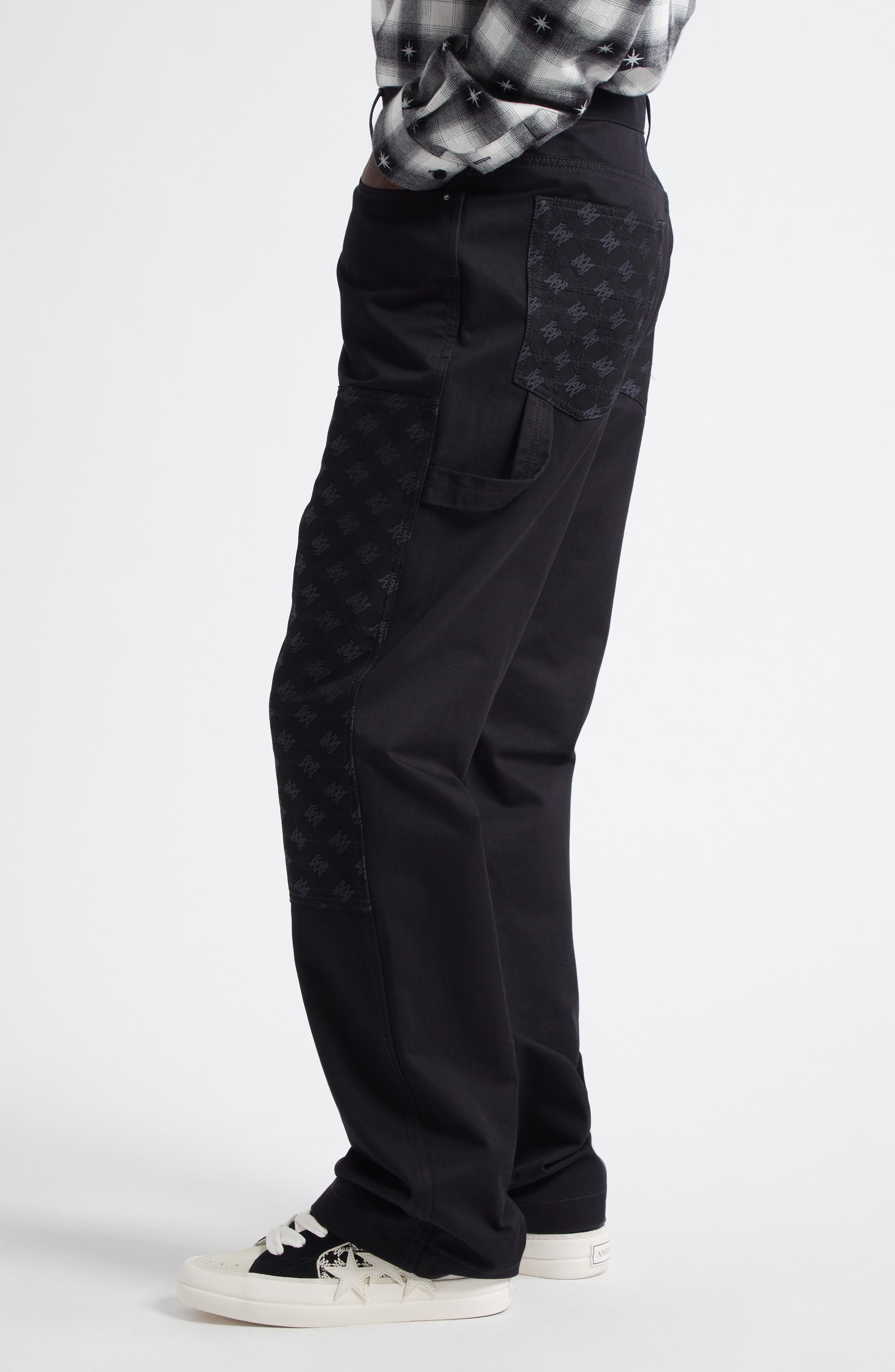 AMIRI MA Quad Jacquard Cotton & Wool Carpenter Jeans in Black at Nordstrom - 4