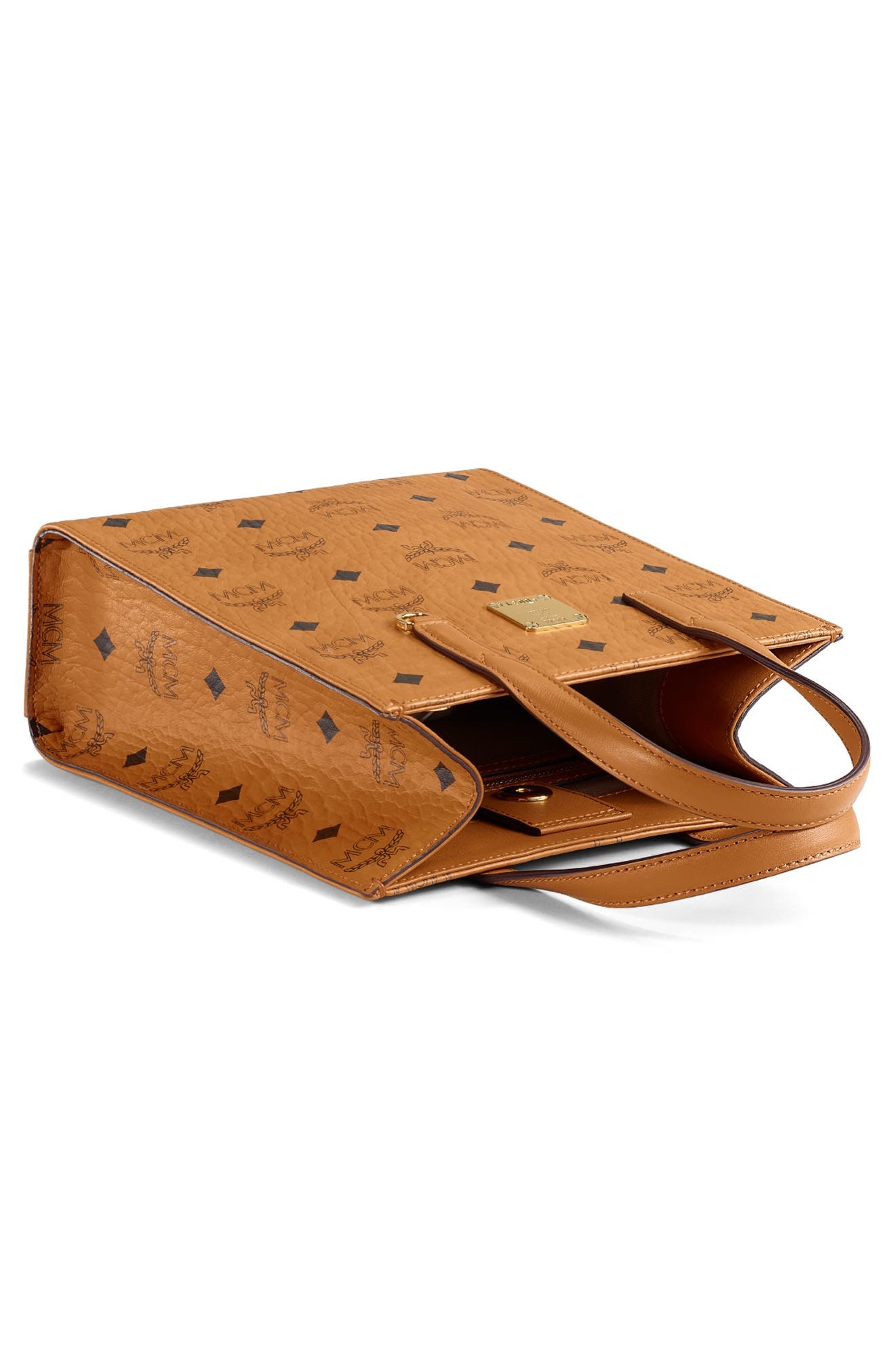 MCM Visetos Coated Canvas Mini Tote in Cognac at Nordstrom - 4