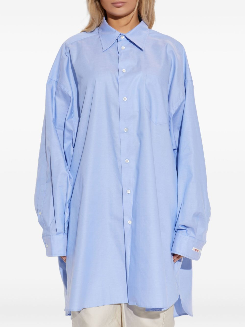 balloon-sleeve cotton shirt - 3
