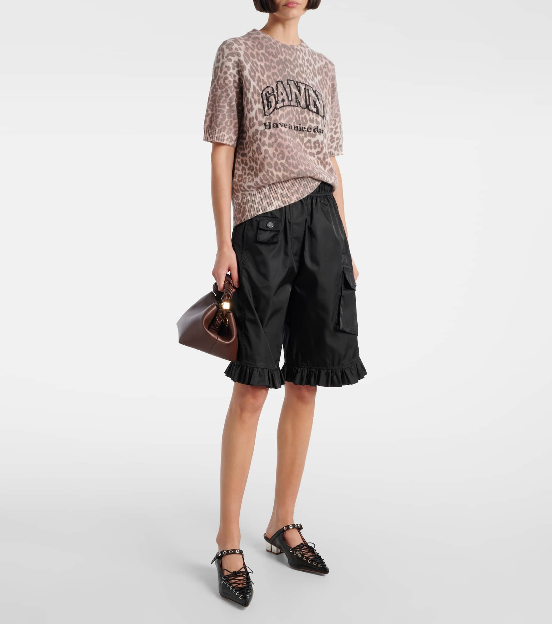 Logo leopard-print wool-blend top - 2