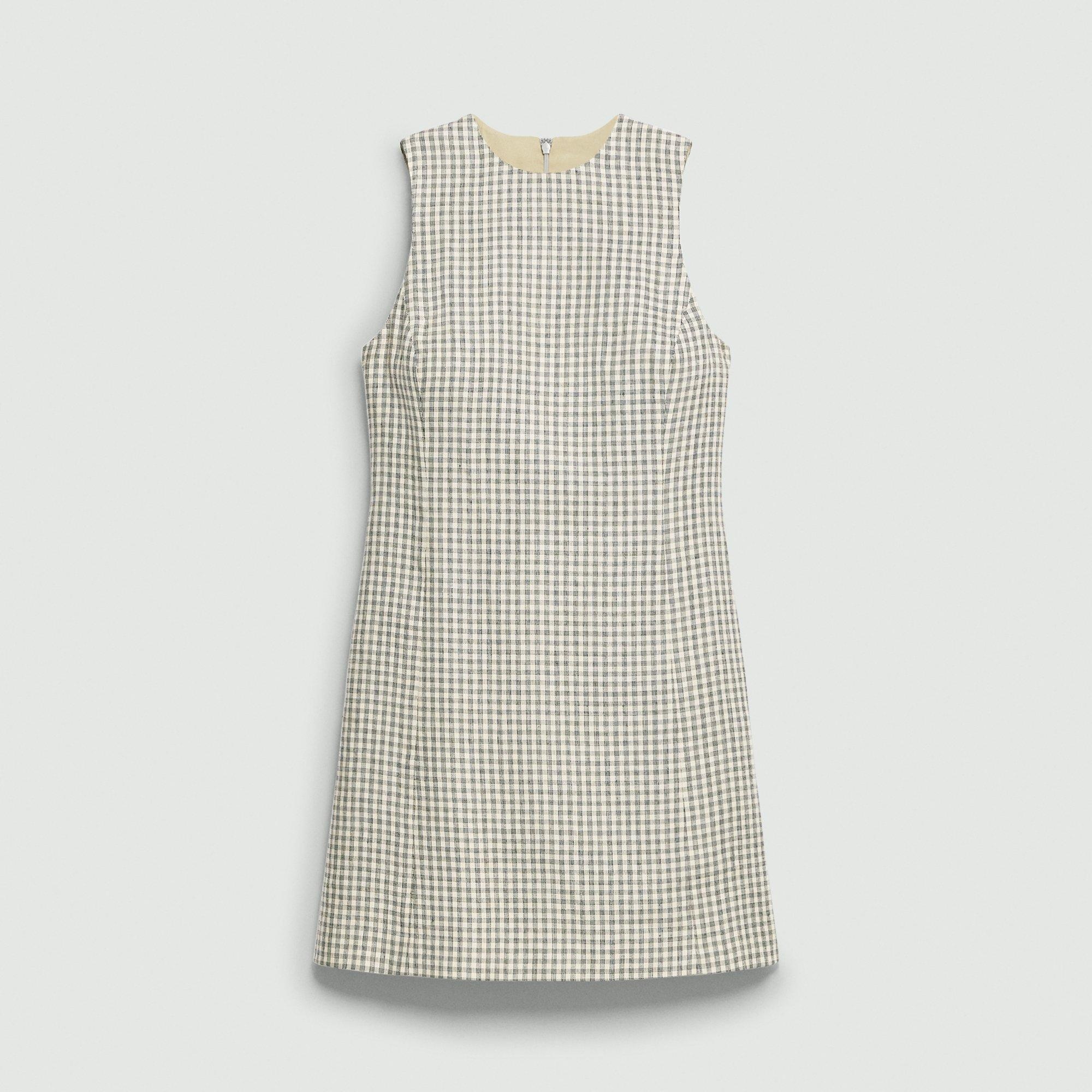 A-Line Mini Dress in Checked Linen-Blend - 1