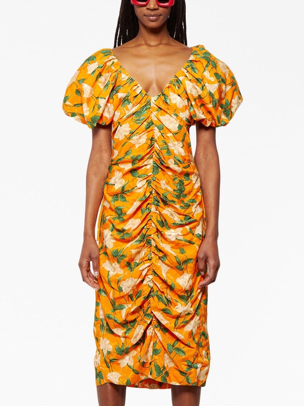 floral-print ruched dress - 3