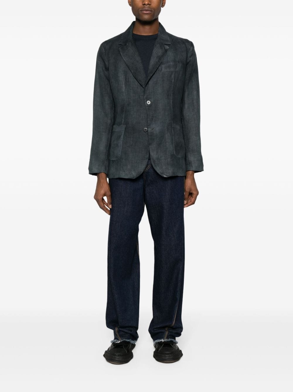 slub-texture hemp blazer - 2